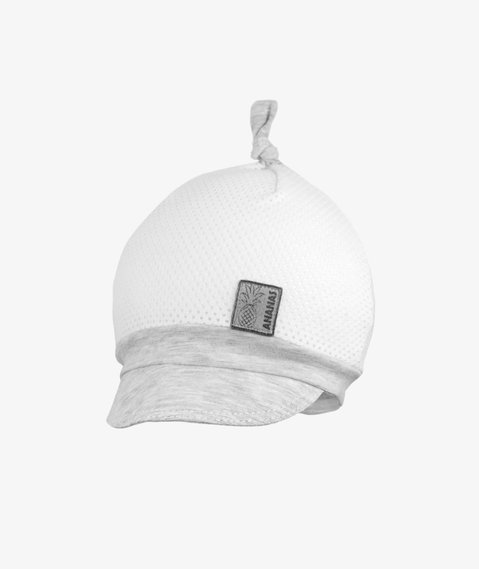 czapka dla dziecka z daszkiem biało szara