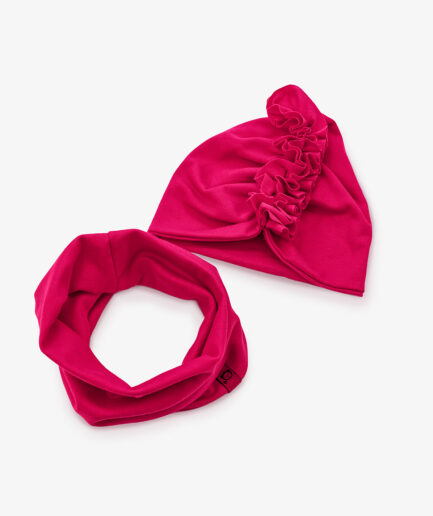 komplet turban i komin magenta